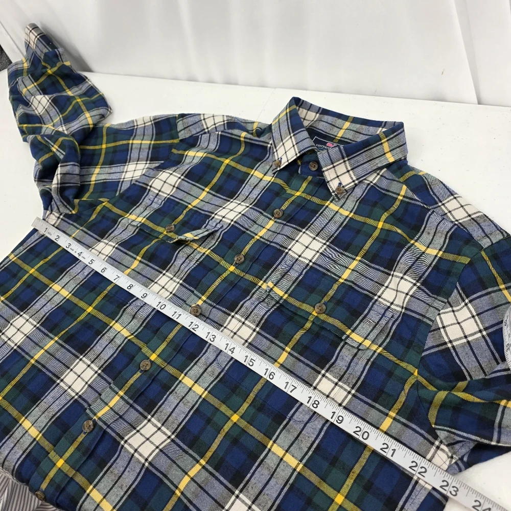Vineyard Vines Performance Slim Fit Crosby Shirt Men's‎ L Plaid Flannel Green.